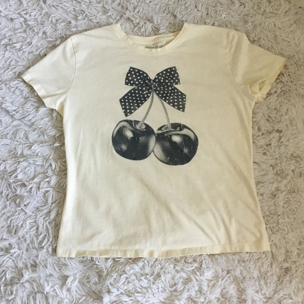 Lucky Brand Cream Cherry Bow T-Shirt